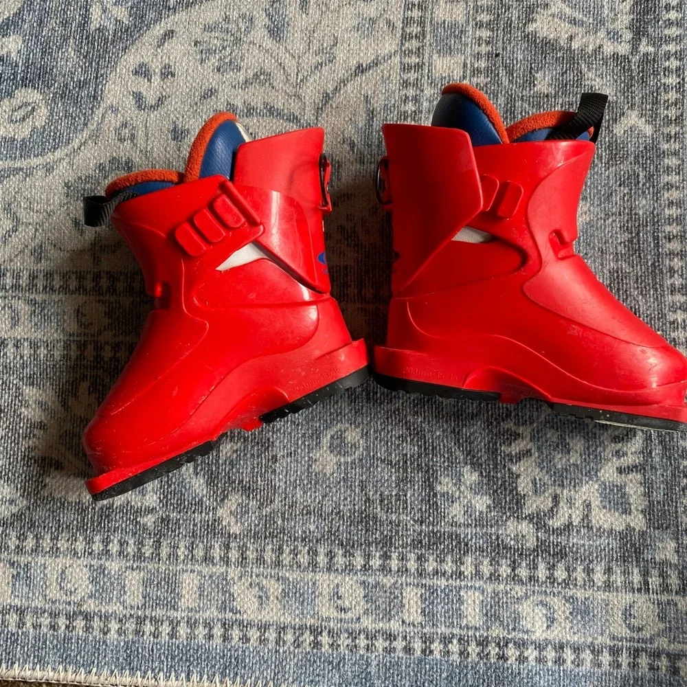 Salomon T1 Kids Red Ski Boots Character Graphics 16.0‎ 208mm Single Buckle Gorp
